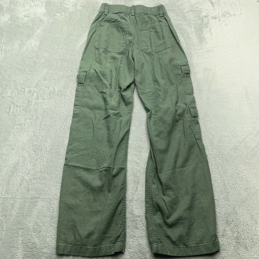 Hollister Ultra High Rise Baggy Cargo Pants Womens XS Olive Green Linen Outdoor - Picture 7 of 8
